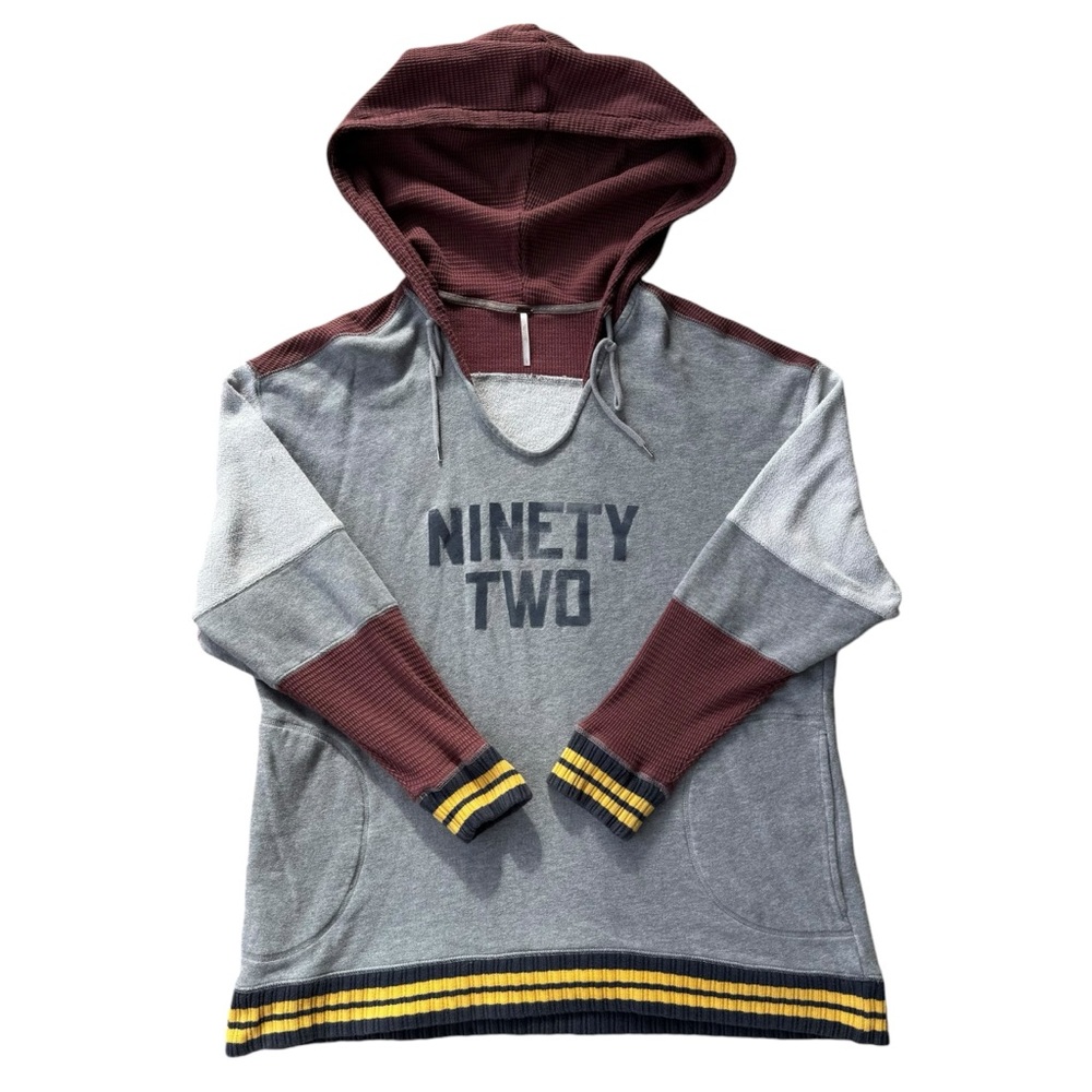 Free People Gray Hooded Sweatshirt Long Sleeve Relaxed